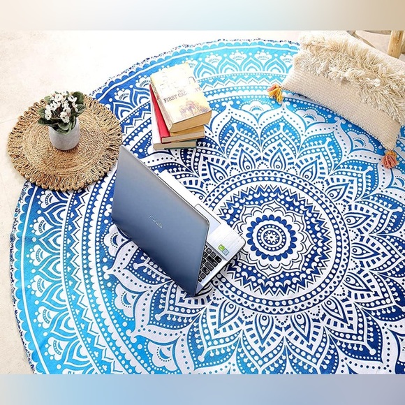 🎊 Host Pick🎉 Bohemian Blue Mandala Beach Yoga Throw - Picture 14 of 16